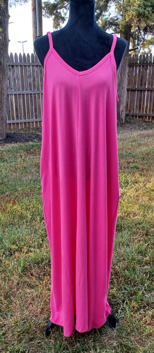 Pretty Pink Maxi Dress with Pockets