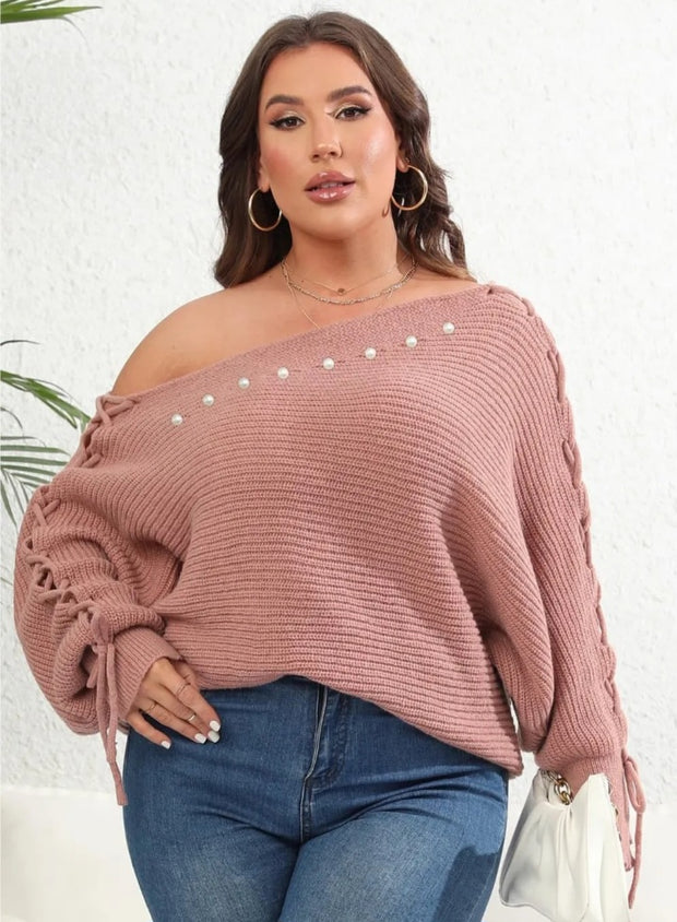 Pearly Off-Shoulder Sweater