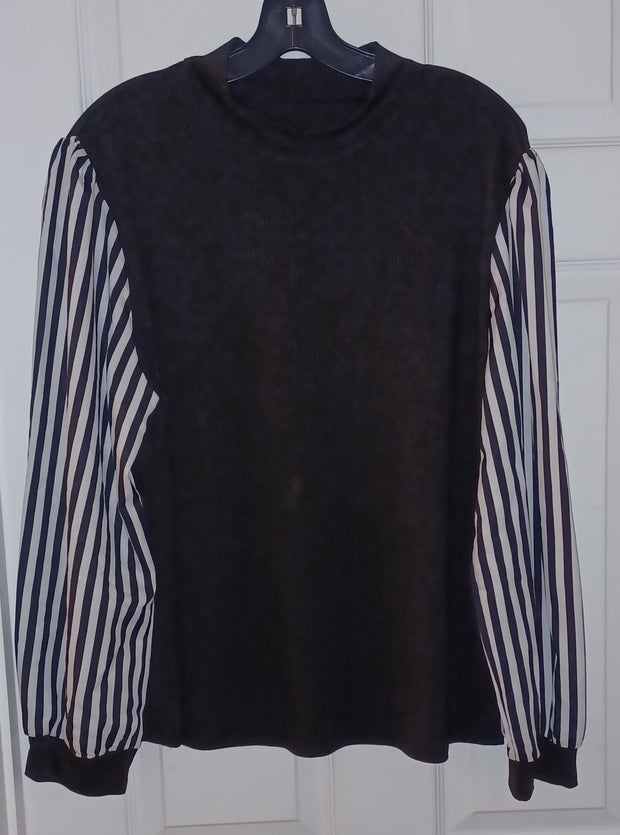 Black & White Striped Sleeve Top
