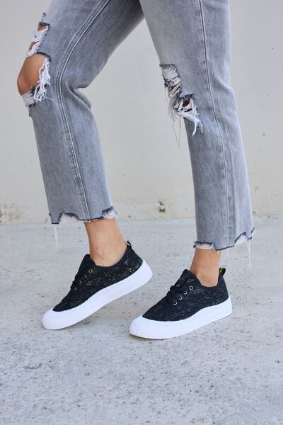 Sparkly Sequin Lace-Up Sneakers