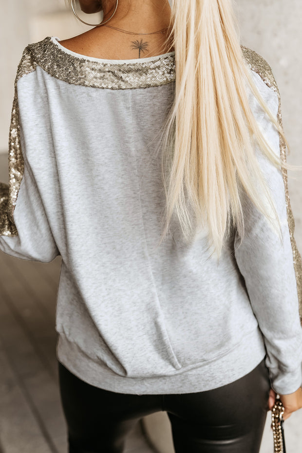 White & Gold Sequin Top
