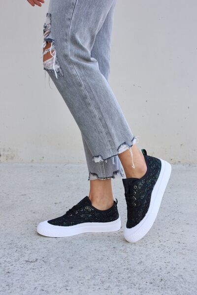 Sparkly Sequin Lace-Up Sneakers