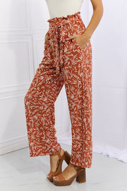 Right Angle Geometric Print Pants in Red Orange