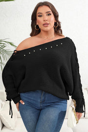 One Shoulder Beaded Sweater (Plus)