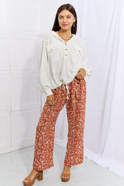 Right Angle Geometric Print Pants in Red Orange