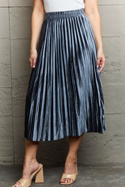 Pleated Flowy Blue Midi Skirt