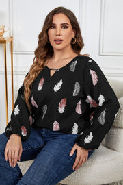 Fall Feathers Long Sleeve Blouse (Plus)