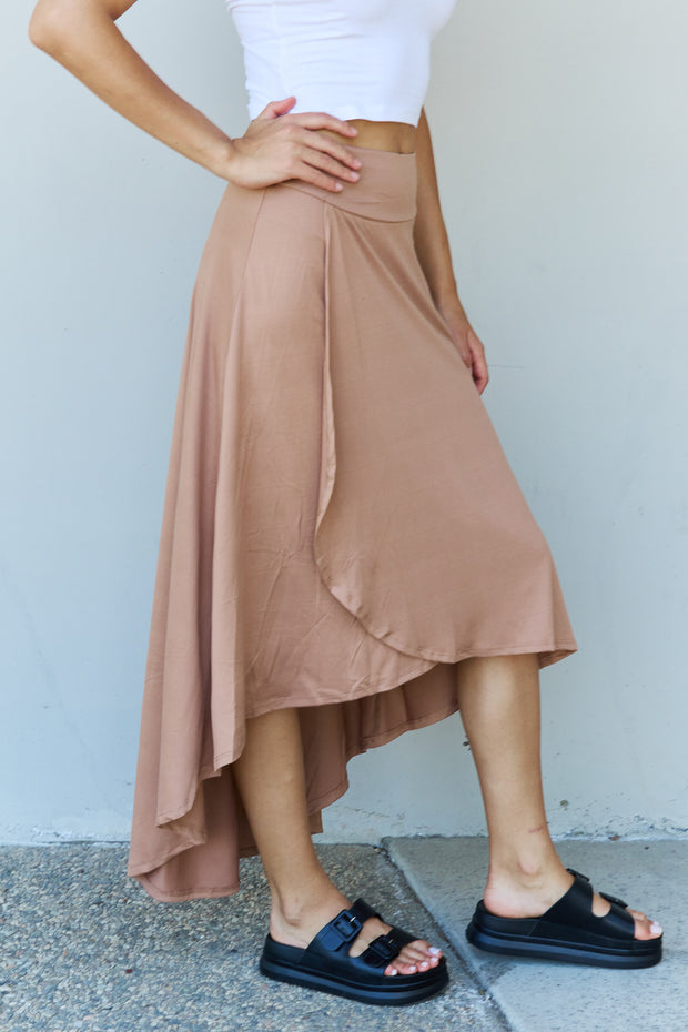 High Waisted Flare Maxi Skirt in Camel