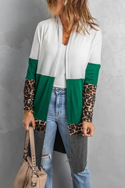 Leopard Color Block Long Cardigan
