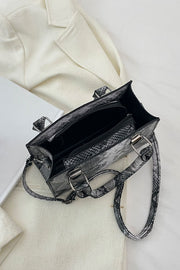 Snakeskin Print Vegan Leather Handbag