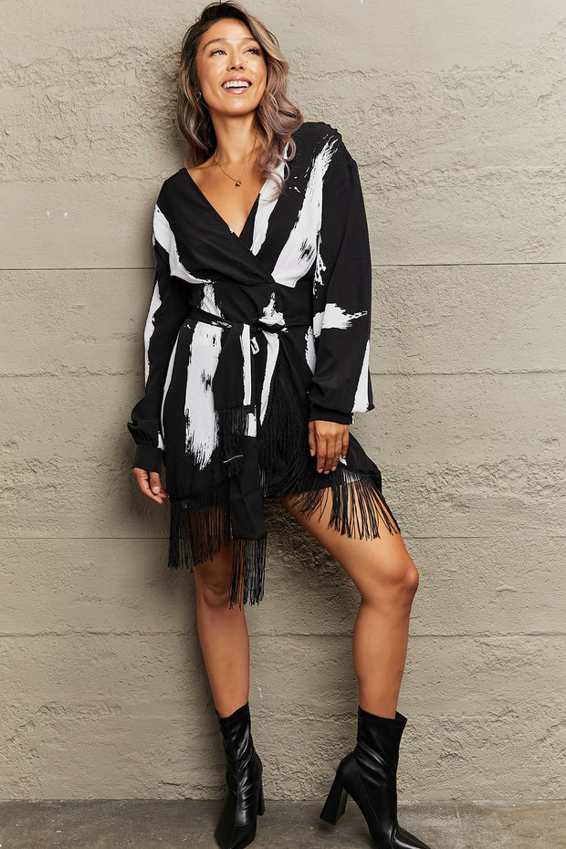 Faux Wrap Belted Mini Dress or Top