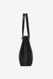 Vegan Leather Textured Black Shoulder Bag