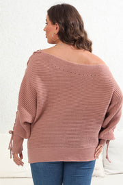 One Shoulder Beaded Sweater (Plus)