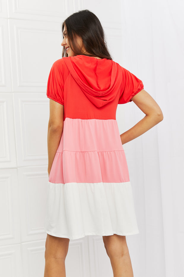 My Wish Color Blocked Hooded Dress