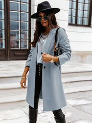 Sleek Button Front Coat with Pockets
